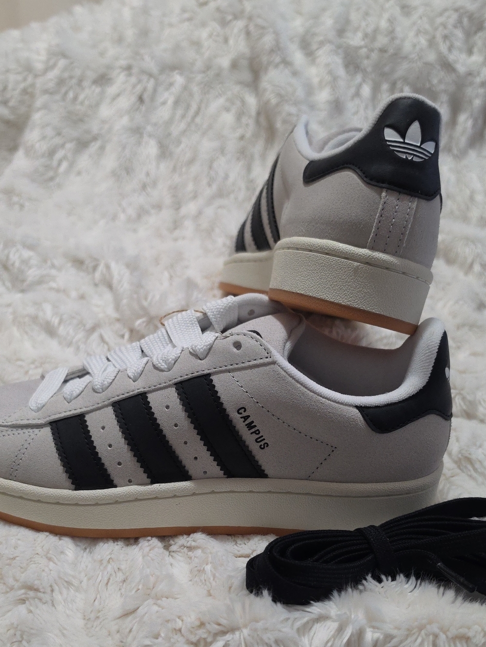 adidas Campus Sneakers in White and Black with Gum Sole